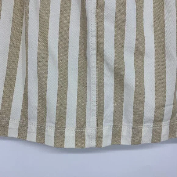 Old Navy Skirt Beige Tan Stripe A Line Pocket Mini Button Front - Picture 8 of 9